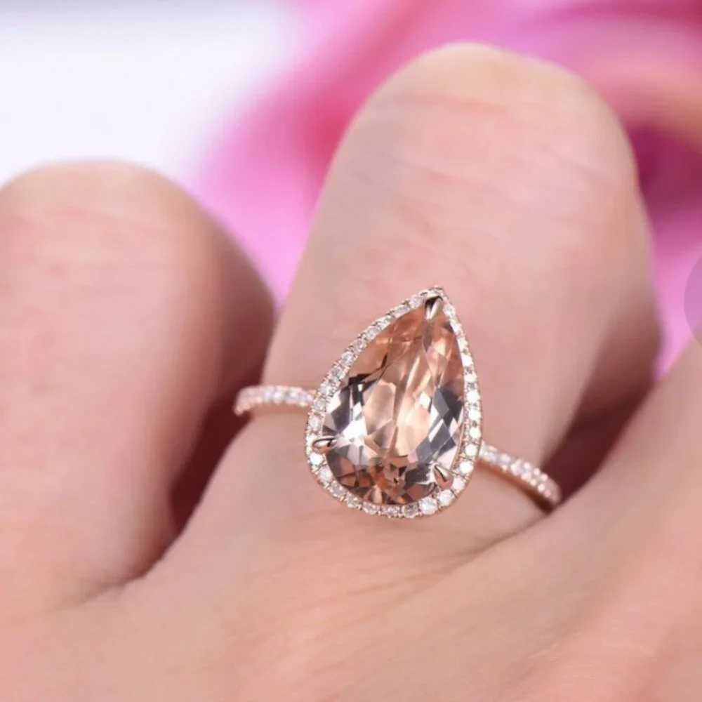ROSE GOLD MORGANITE HALO RING